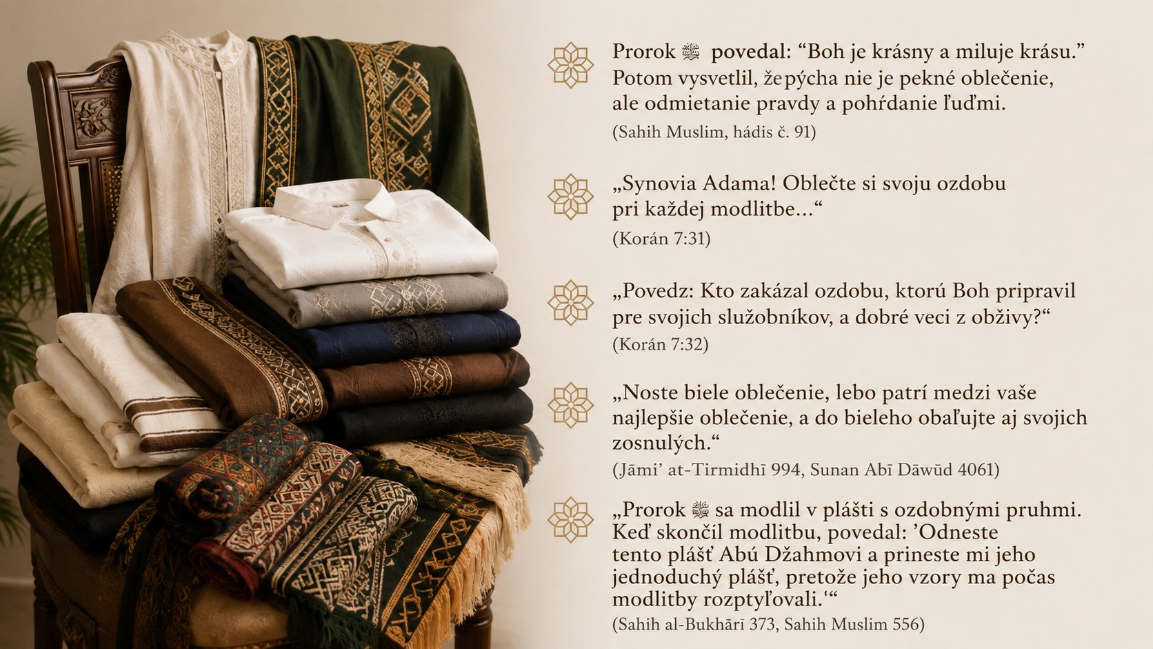 Krása odevov a hidžábu v islame, Korán Krása odevov a hidžábu v islame, Korán